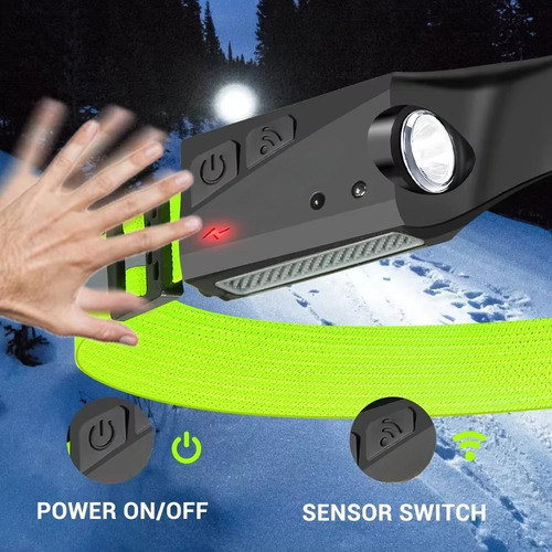 Linterna Frontal Con Sensor Led, 5 Modos De Iluminación, Lin
