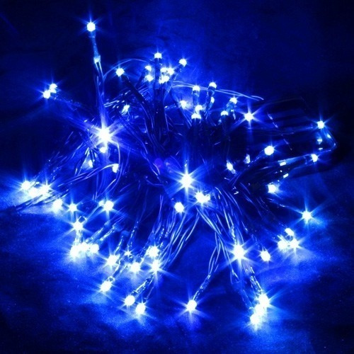 Serie Tira De Luces Azul Led 50 Luces De Pilas Aa 3 Mts