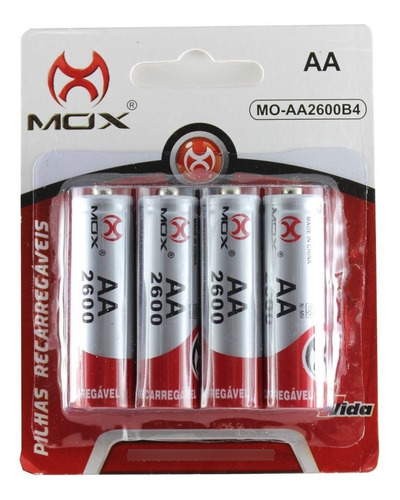 4 Pilhas Recarregável Mox Aa 2600 Mah Pilha Pequena