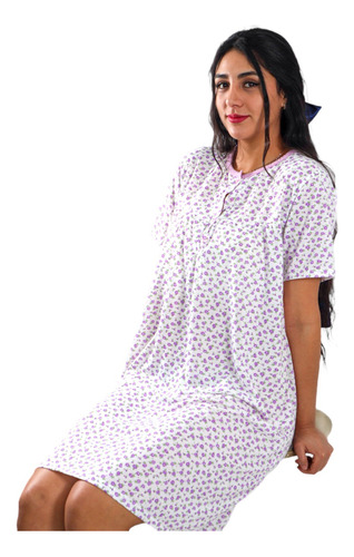 Pijama Camisola Mujer Manga Corta Diseño Floreado