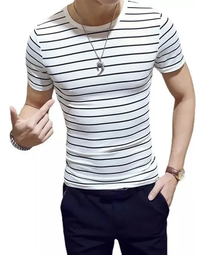 A Polera A Rayas Para Hombre, Poleras Ajustadas De