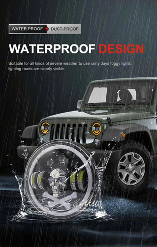 2 Faros Opticas Led Calavera 7 Pulgadas Universal Para Jeep