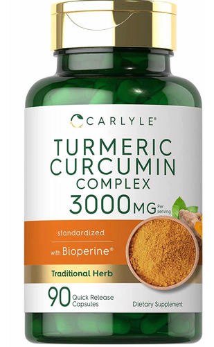 Curcuma Turmeric Curcumin Con Bioperina 90 Capsulas 3000mg Sabor Sin sabor