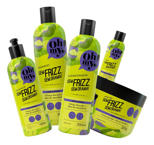 Kit Oh My Sem Frizz Sem Drama 300ml 5 Itens Vegano