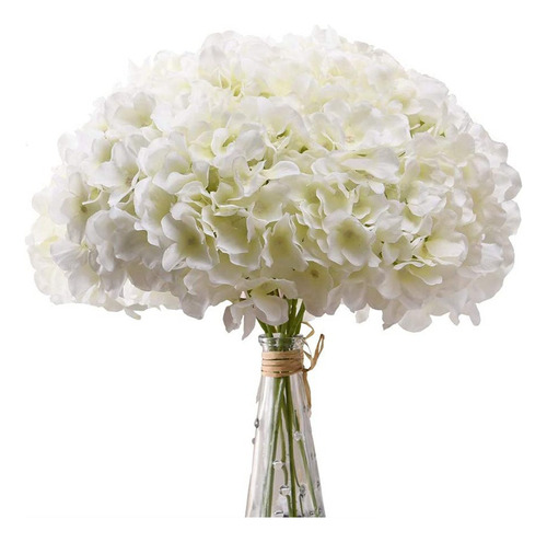 Flores Artificiales De Hortensia Blanca 10 Piezas Para Bodas