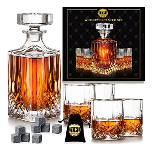 Set De Decantadores De Whisky Con 4 Vasos Y 8 Piedras De Whi