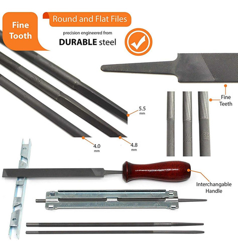 . 10 Piezas Kit De Lima For Afilador De Motosierra Universal