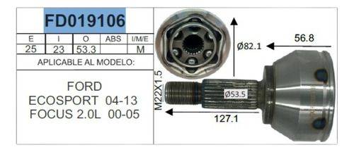 Kit Espigas Lado Rueda Para Ecosport 04-13 Fd019106 E25 I23