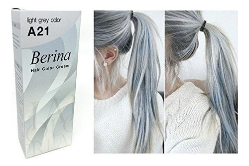 Tinte Para El Cabello Berina A21 Gris Claro De Plata Per