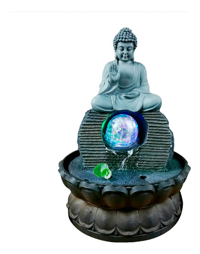 Fonte Cascata Água Resina Decorativa C/ Bomba Buda Meditação