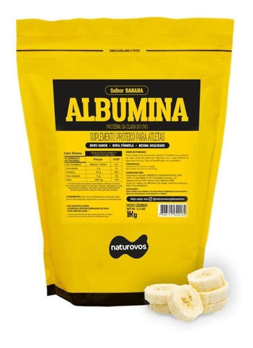 Suplemento em pó Naturovos  Albumina proteína Albumina sabor  banana em sachê de 1kg