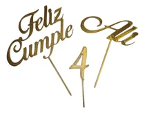Comprar 3 Cake Topper  Personalizados, Nombre, Numero, Feliz Cumple