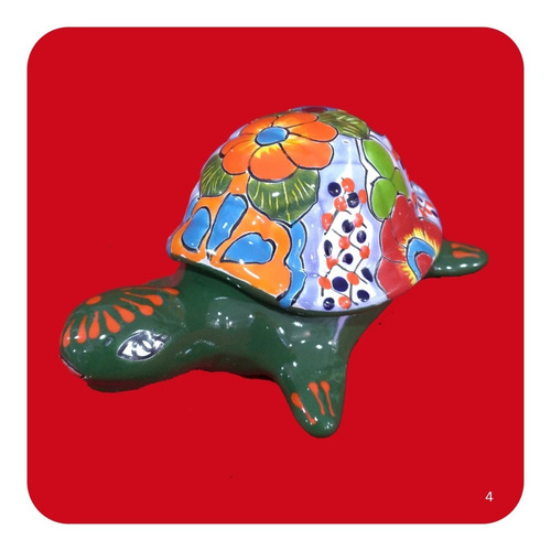 Alhajero Tortuga De Cerámica Tipo Talavera 20x12x10 Cm M4