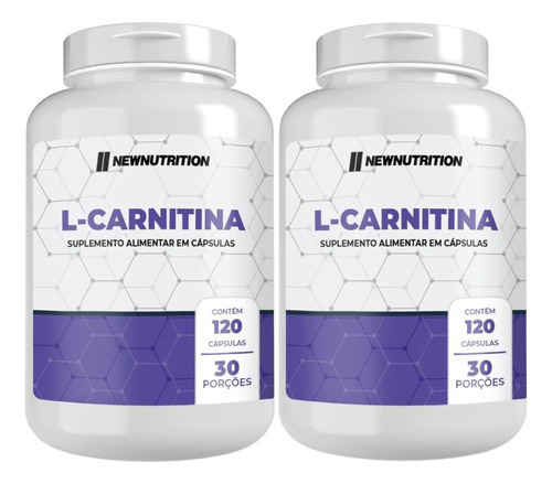 2x L-carnitina 120 Cápsulas 2000mg New Nutrition Sabor Sem Sabor