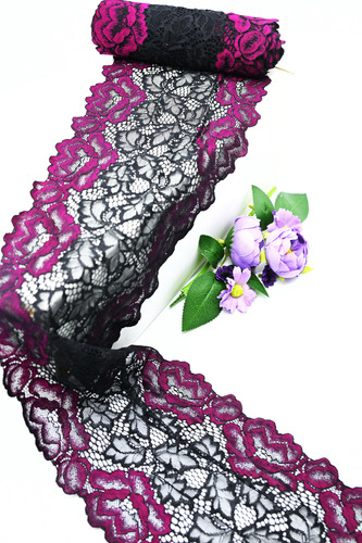 Rollo De Encaje Bicolor Floral De Alta Calidad 7014 Vino
