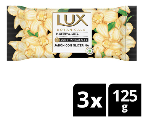 Jabón En Barra Tocador Lux Flor De Vainilla X3 125 Gr C/u 