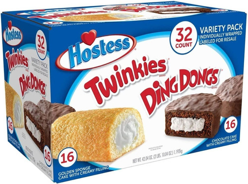 Hostess Twinkies Y Ding-dong 32pzs Vainilla Y Chocolate