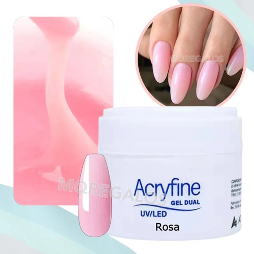 Acryfine Gel Dual Uv Led Modelado Uñas Esculpidas Rosa 30g