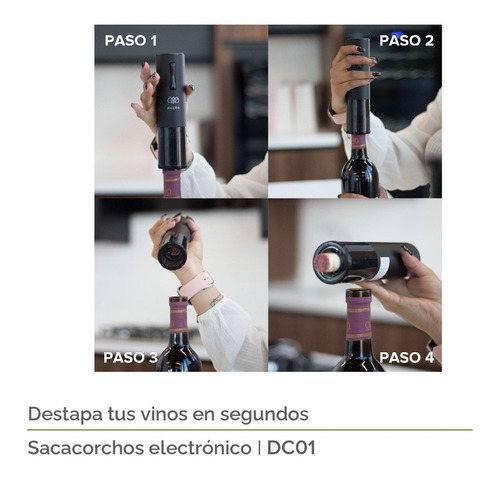 Avera Sacacorchos Eléctrico Para Vinos Recargable Usb Dc01 Negro