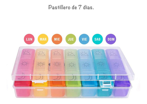 Imagen 10 de 10 de Pastillero 7 Dias Mañana Tarde Y Noche Organizador Full