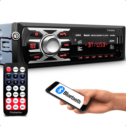 Som Pra Carro Aparelho Rádio Automotivo Bluetooth Bt Sd 5566