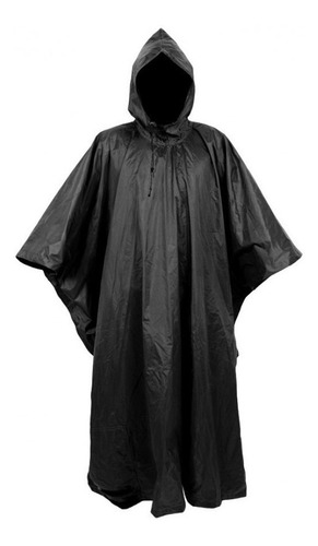 Poncho Impermeável Emborrachado Militar - Capa Chuva Preto