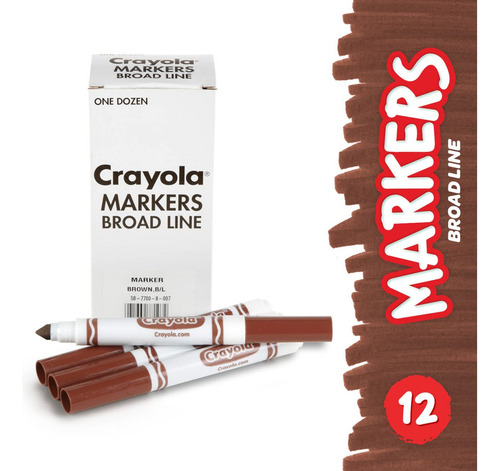 Wj Marcadores Crayola Broad Line, Castanho, 12 Unidades De