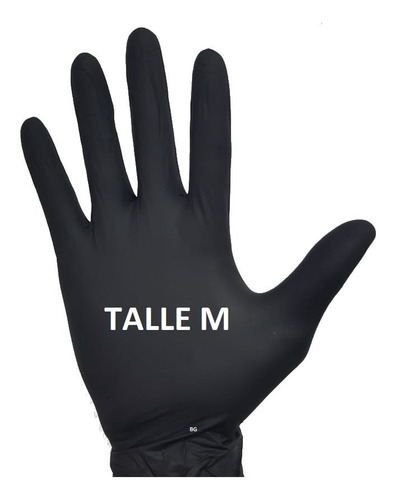 Guantes De Nitrilo Negros Talle M Bg Sin Polvo Caja X 100 G