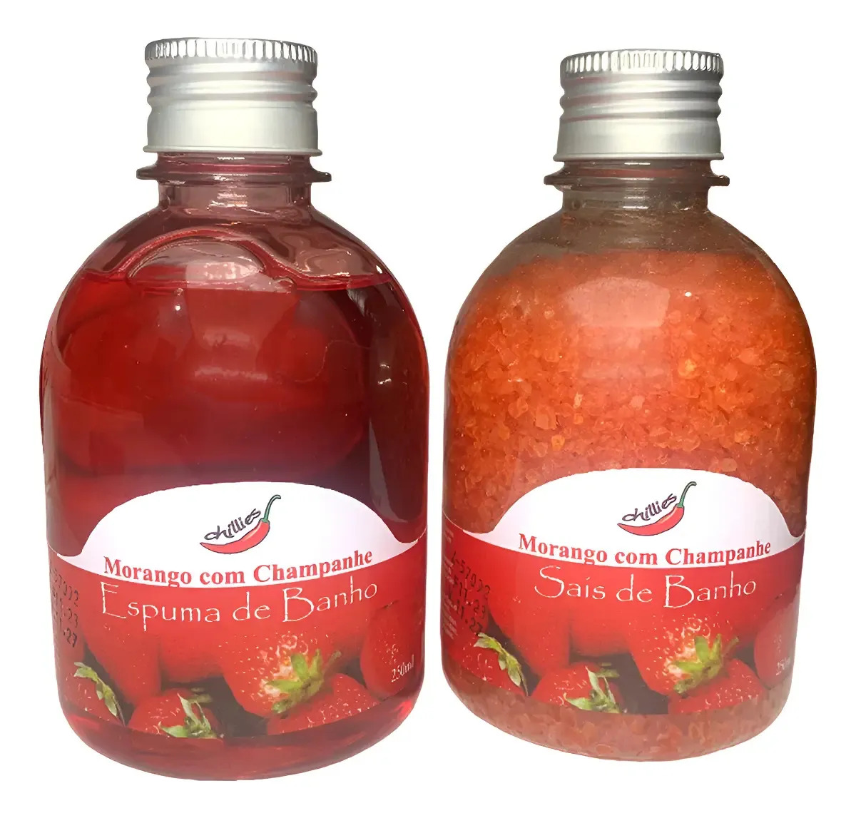 Kit Sais De Banho Espuma Banheira Hidro Ofuro Spa Relaxante Morango Com Champagne