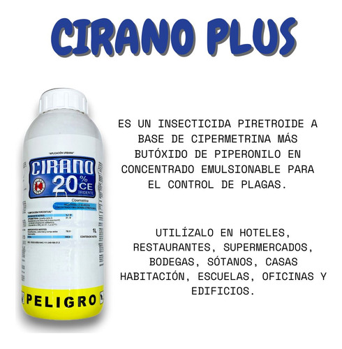 Cirano Plus 1 Lt Insecticida Cipermetrina + Fumigador 3 Lts
