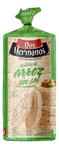 Caja 12 Galletas De Arroz Dos Hermanos Sin Sal 100g Sin Tacc