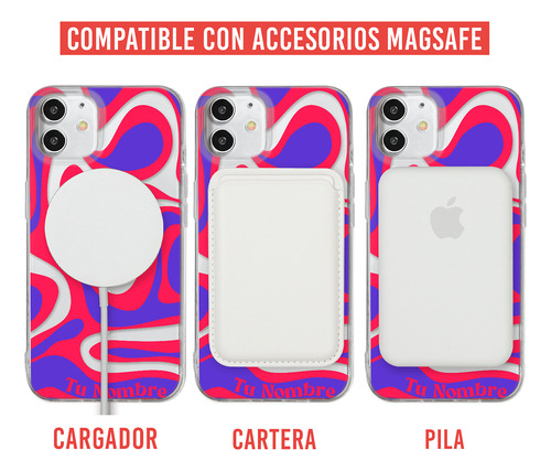 Funda Para iPhone Magsafe Tu Nombre Para Mujer Curvas Rojas