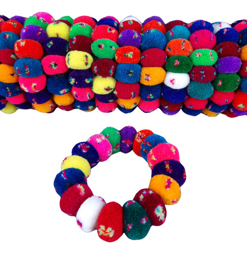 3 Coleros Norteño Andino: Pompón De Lana Peruana P/ Regalar Multicolor Pompón