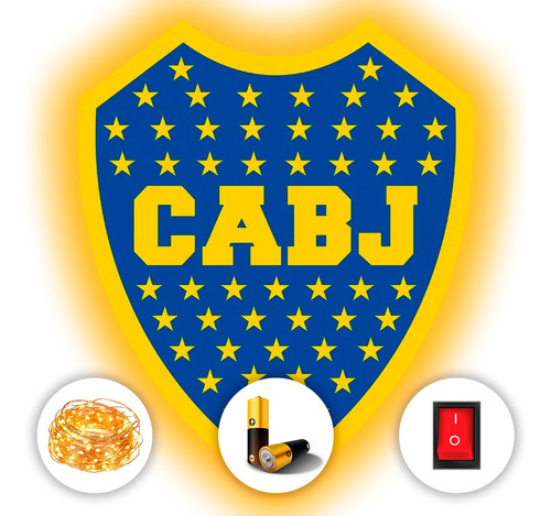 Regalo De Futbol Boca Escudo Con Luces Led Pilas De Regalo