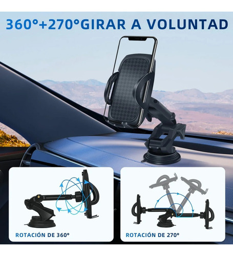 Portacelulares Auto Soporte Para Celular Coche Con Ventosa Color Negro
