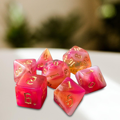 2 X 7x Dados Poliédricos De Doble Color D6 D4 D8 Rosa