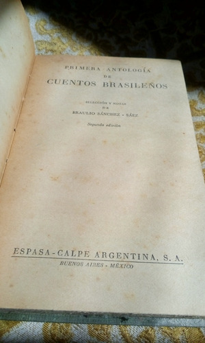 Primera Antologia De Cuentos Brasileños Braulio Sanchez