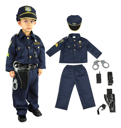 Disfraz De Oficial De Policía Para Niños, Conjunto De Policí