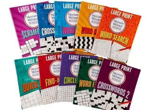 Book : Large Print Merriam-webster Puzzles 10 Booklet Set -