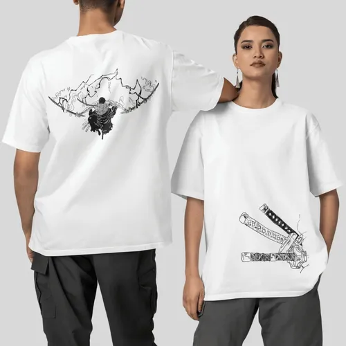 Camiseta Oversized Roronoa Zoro Santoryu Anime One Piece