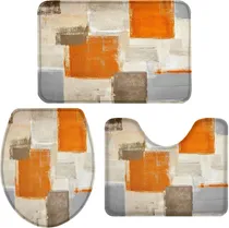Comprar Juego De 3 Alfombras De Baño Color Gris Naranja.