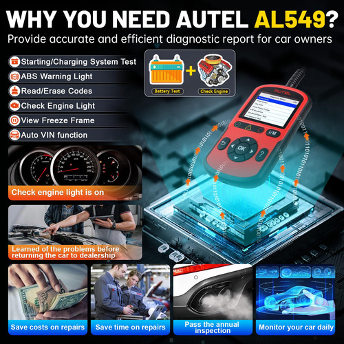 Autel Escáner Obd2 Autolink Al549 (versión Mejorada De