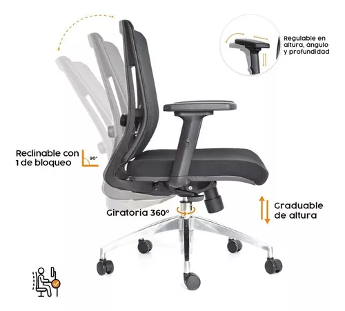 Silla de Oficina Ergonomica Delphi Synchro Negro Alta Bonno - Promart