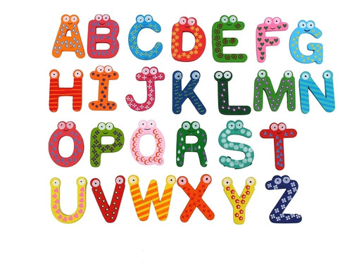 26pcs/set Letras A-z Niños Alfabeto Madera Nevera Imán Chi