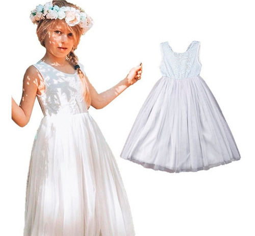 Vestido Infantil Menina Festa Batizado Tule Florid Casamento