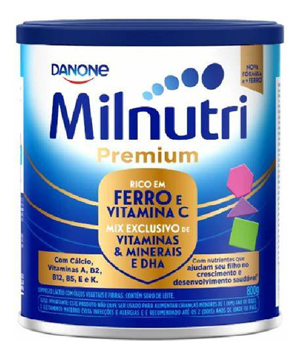 Fórmula infantil em pó sem glúten Danone Milnutri Premium en lata - Kit de 2 de 800g - 12 meses a 2 anos