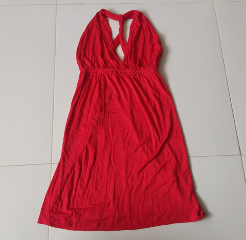 Vestido Corto, Ligero, De Algodón, Color Rojo, Tallas, Usado