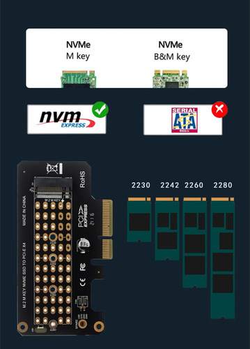 Adaptador Suckoo Pcie 4x A Nvme M-key M.2 Pcie 4.0 3.0 Ssd