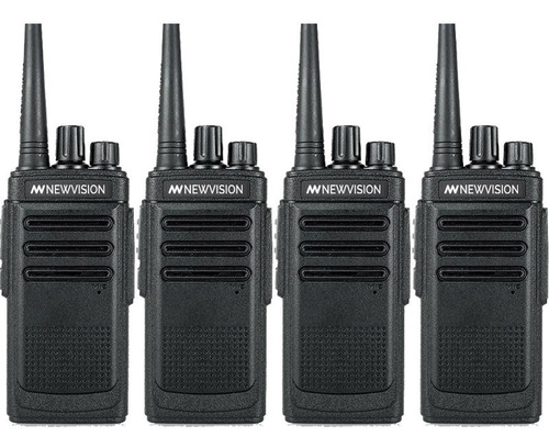 Imagen 1 de 10 de Kit X 4 Handy Radio Walkie Talkie Newvision Uhf + Auricular