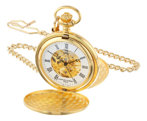 Charles-hubert, Paris Reloj De Bolsillo Mecanico Chapado En 